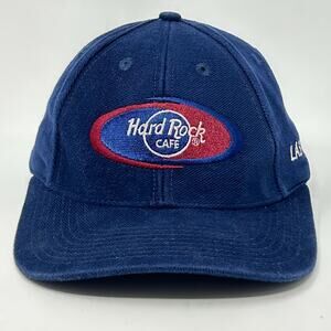 Vintage 90s Hard Rock Cafe Las Vegas Hat Baseball Cap 6 Panel Strapback Blue